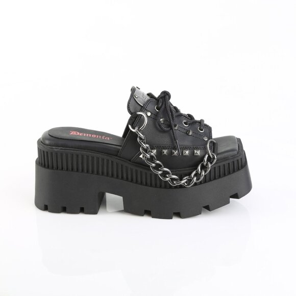 Demonia Wrath-03 Black Platform Sandals - Picture 2 of 5